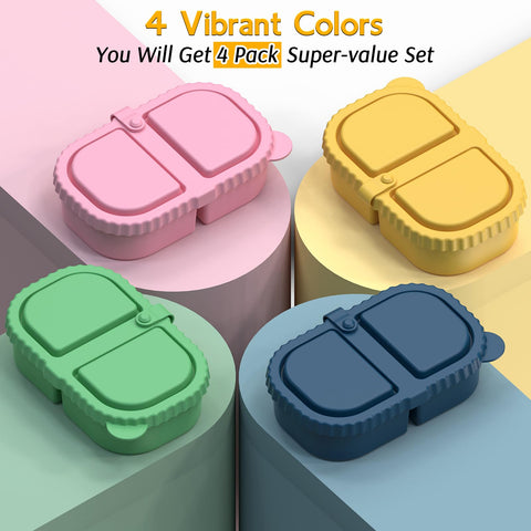 ICEROYCE double-compartment silicone container ideal for dips and snacks.