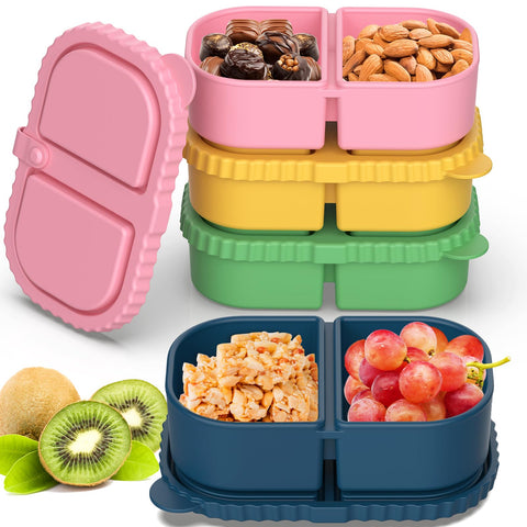 ICEROYCE silicone snack container with lid closed, leak-resistant for travel.