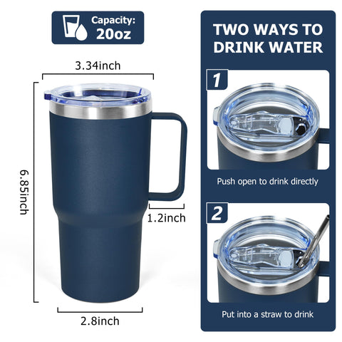 Icesip 20 oz tumbler, side view, ergonomic handle for effortless sipping.