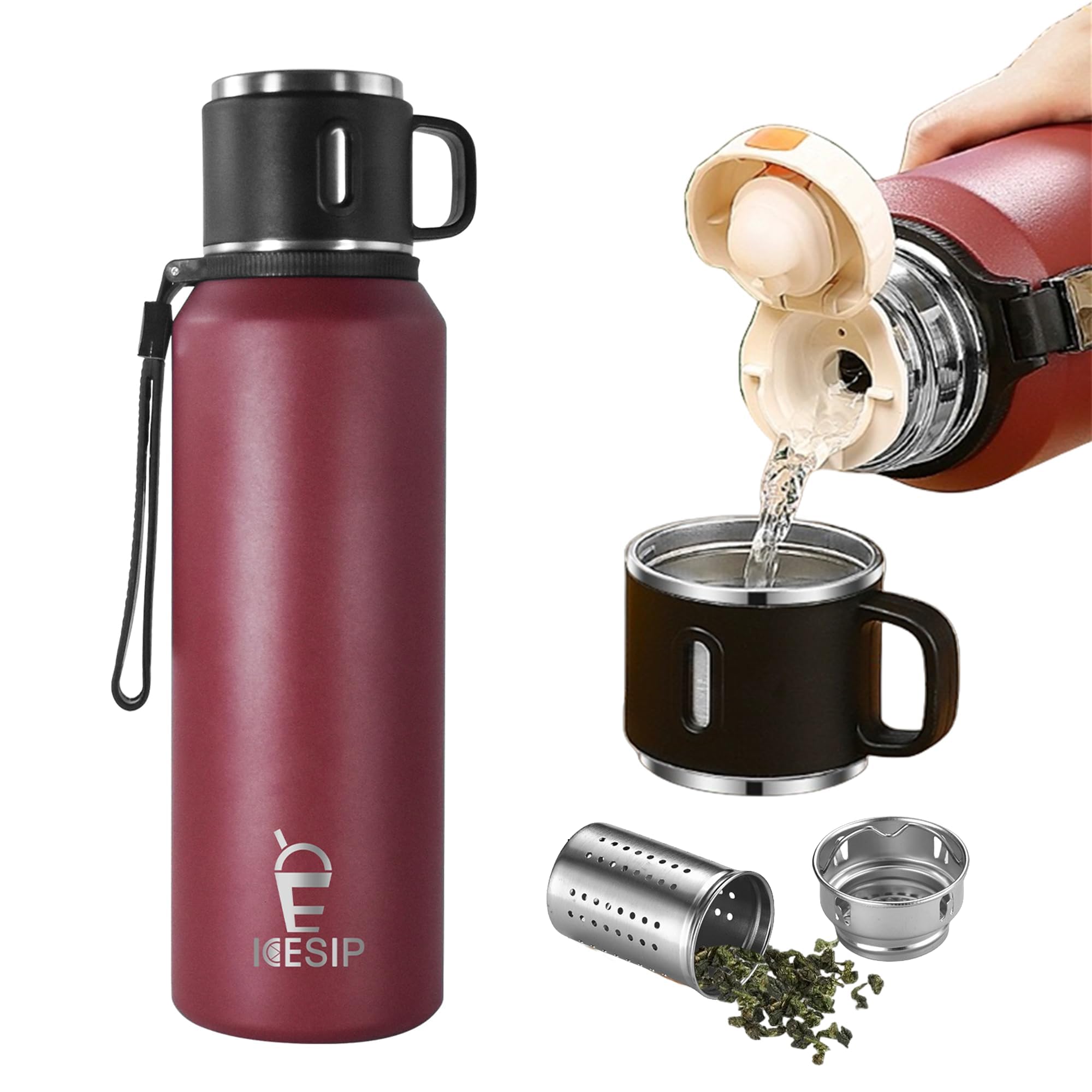 Icesip 27oz bottle with cup keeps beverages ready on the go during commutes.