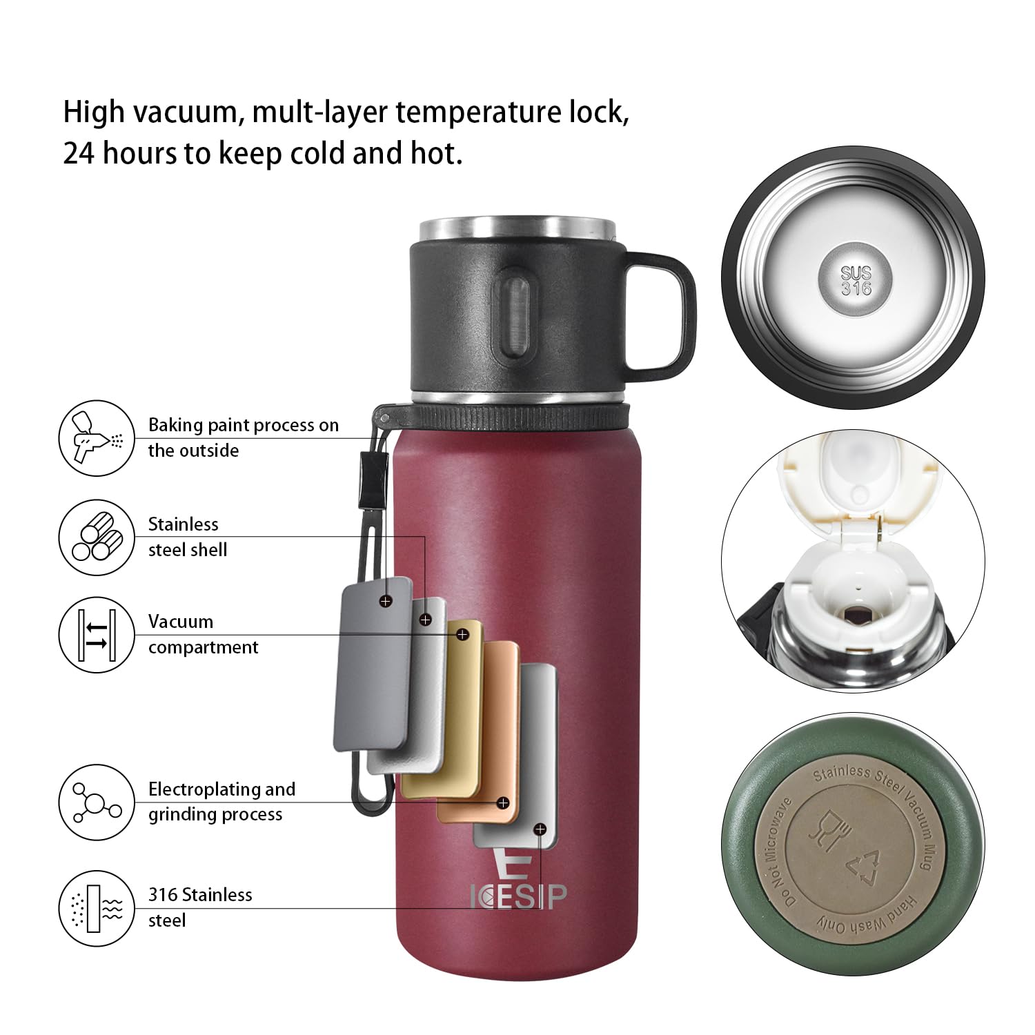 Icesip leak proof silicone seal helps protect bags and surfaces from spills.