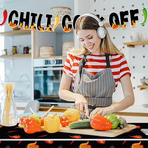 Iceyyyy chili party decorations suit indoor or outdoor cook-offs.