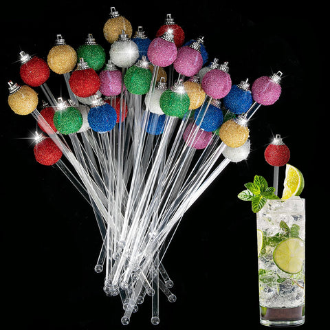 Iceyyyy Christmas glitter ball stirrers 36-pack for festive drinks