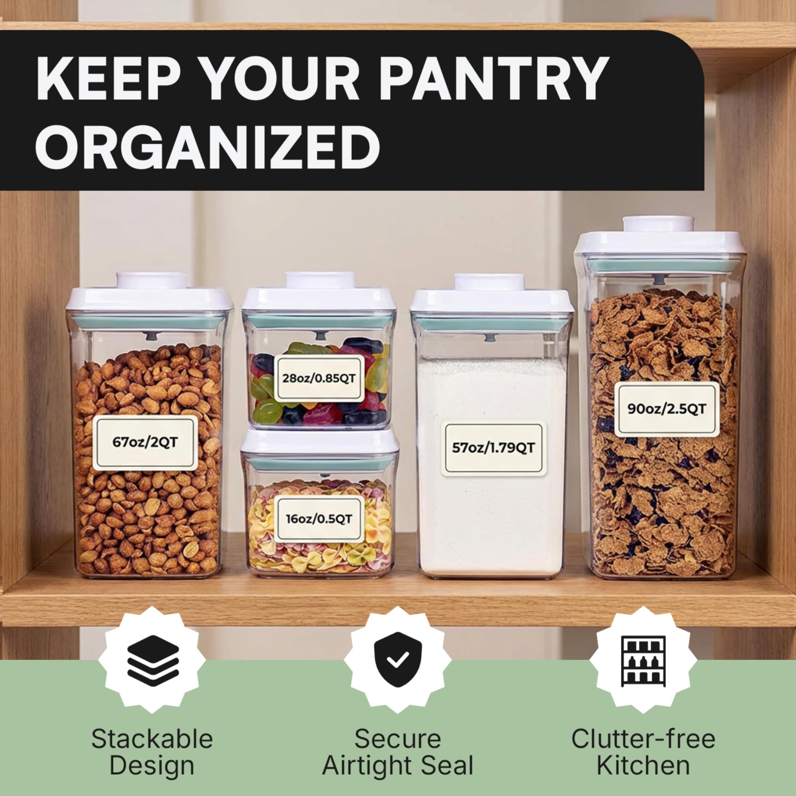 iChewie BopTop stackable design saves fridge and shelf space.