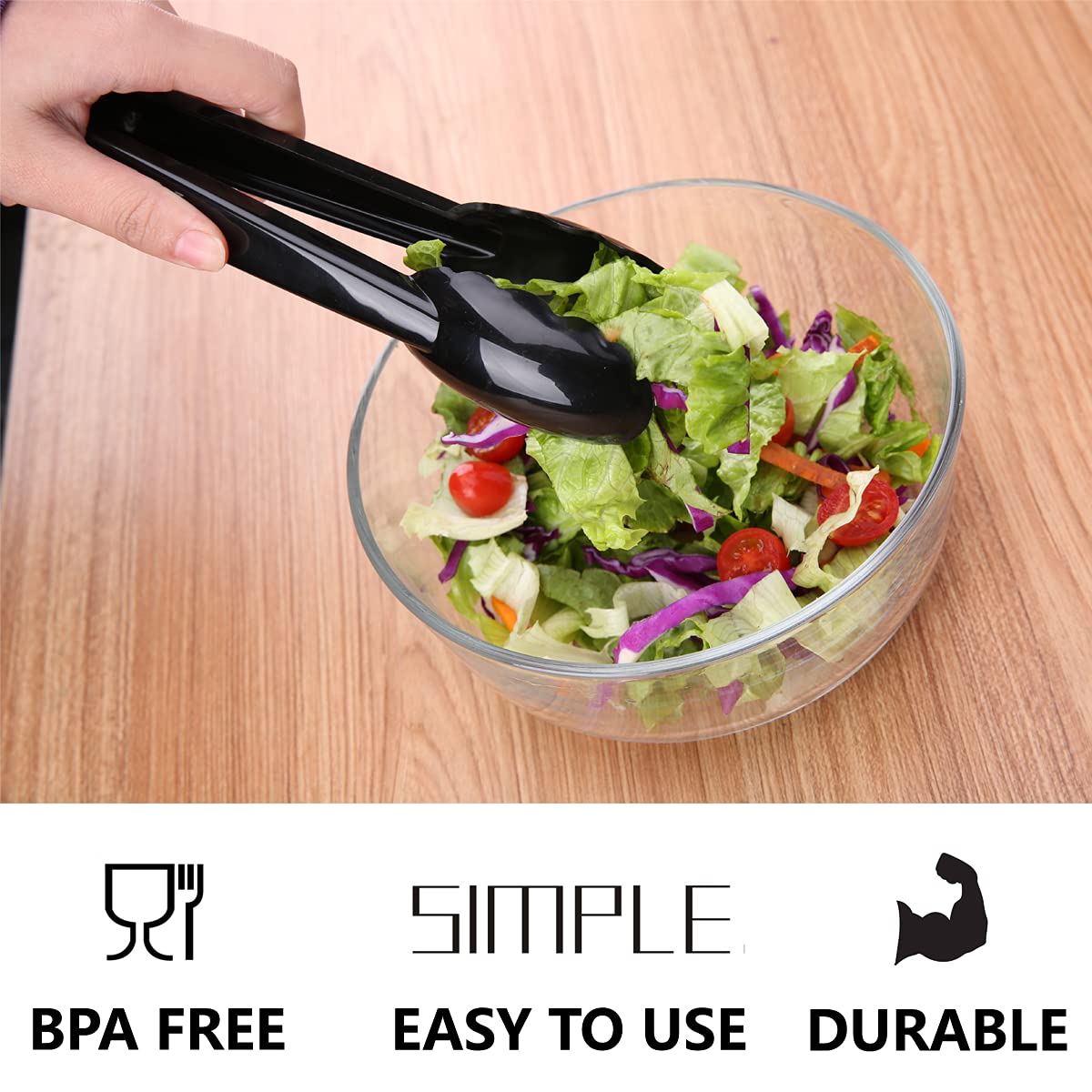 ICHROSAYA BPA-free, food-safe tongs suitable for reuse or single-use events.