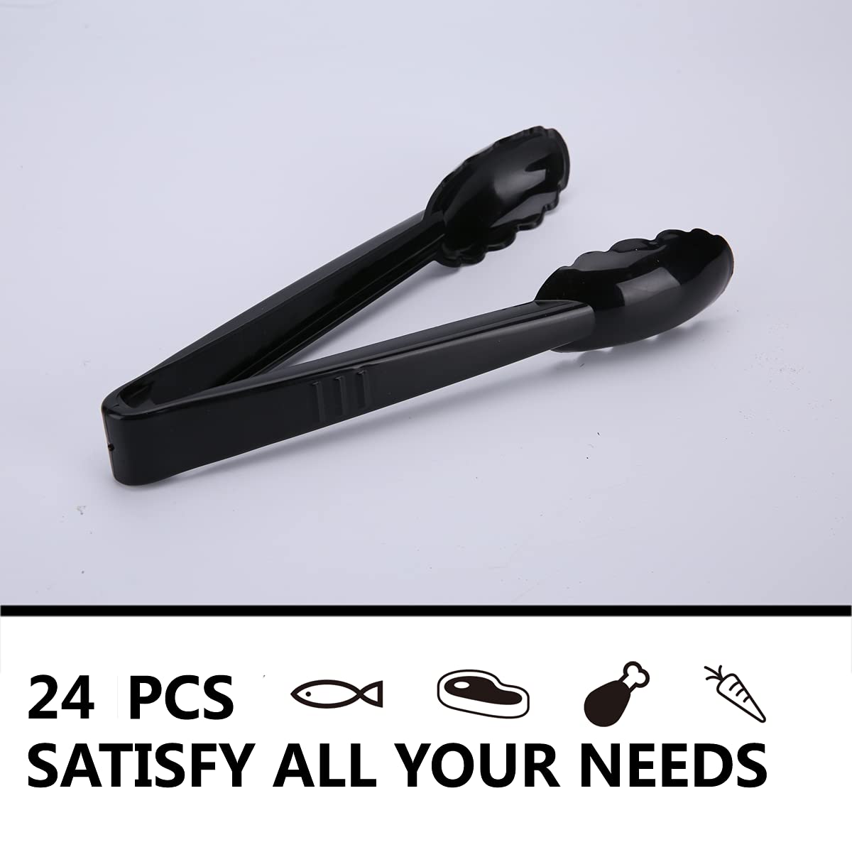 ICHROSAYA 9-inch black tongs for weddings and banquets.