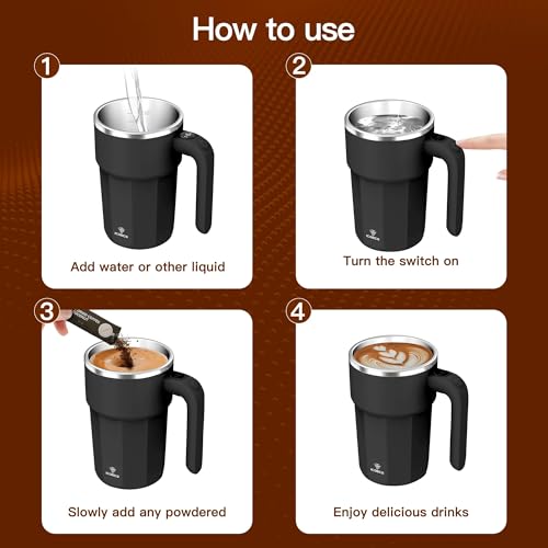 ICOECO self-stirring mug spill-proof lid prevents spills during travel.