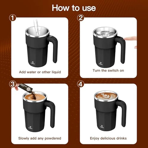 ICOECO self-stirring mug spill-proof lid prevents spills during travel.