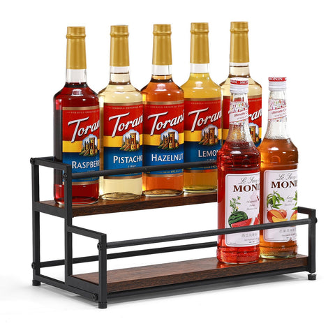 ICOHOT coffee syrup rack organizer front view shows two-tier storage for ten bottles.