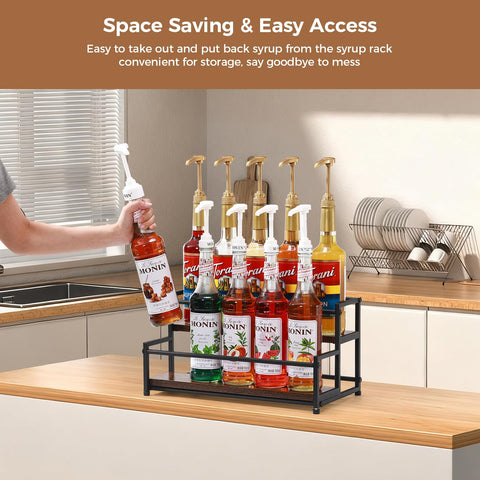 ICOHOT coffee syrup rack organizer kitchen counter convenience keeps beverages neatly arranged.