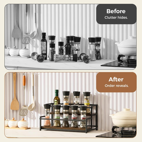 ICOHOT coffee syrup rack organizer matte black design blends with contemporary kitchens.