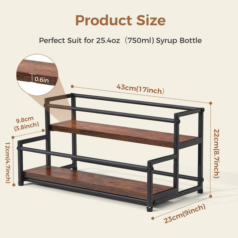 ICOHOT coffee syrup rack organizer side angle demonstrates stable frame and thick shelves.