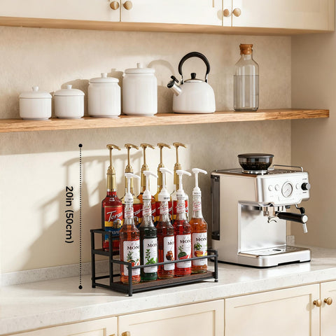 ICOHOT coffee syrup rack organizer top view highlights label visibility and pump access.