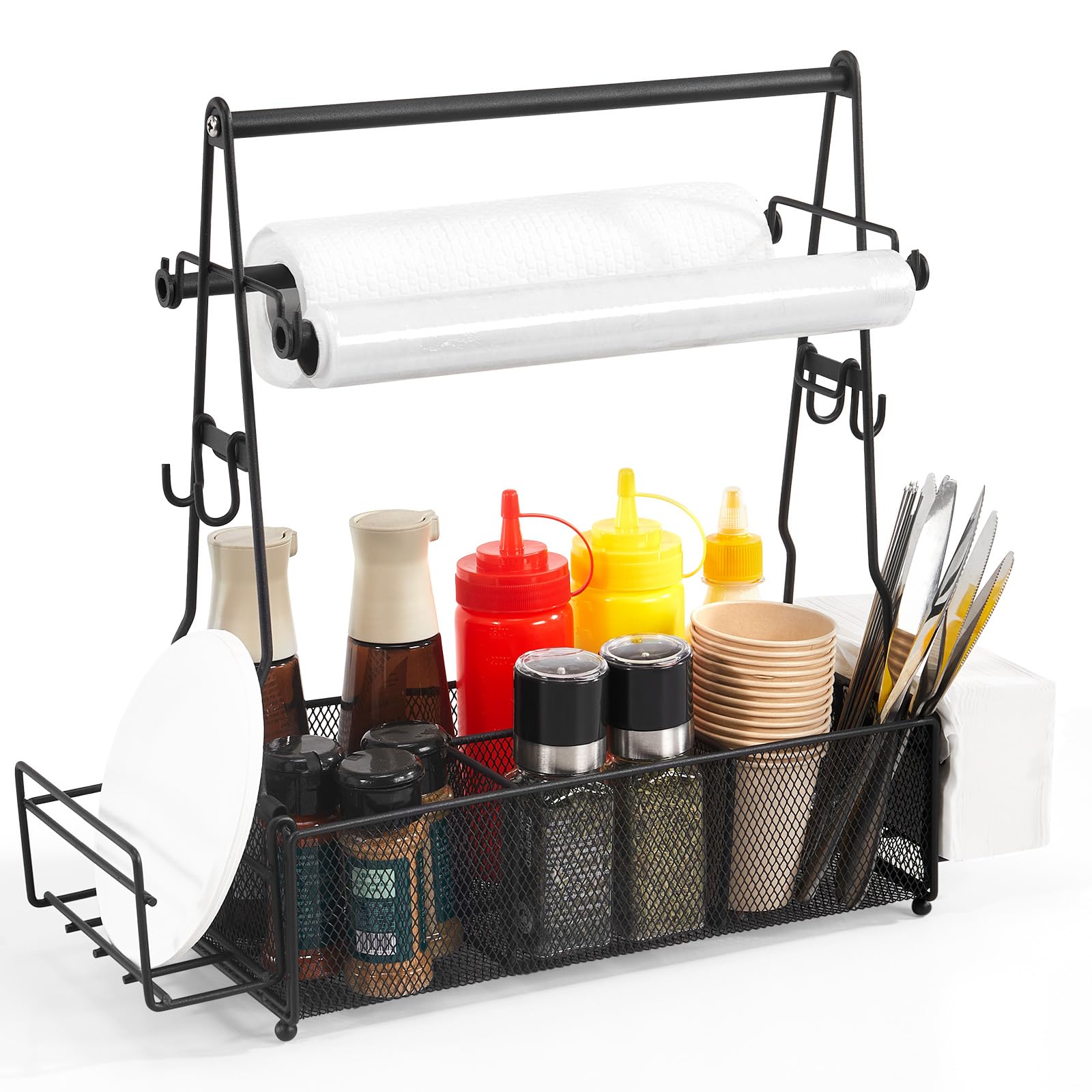 ICOHOT Grill Caddy with large capacity keeps grilling tools organized at home or campsite.