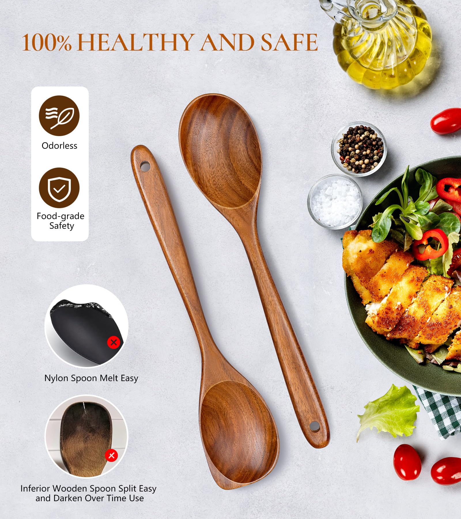 ICSTI easy-clean wooden spoons simplify post-cooking cleanup