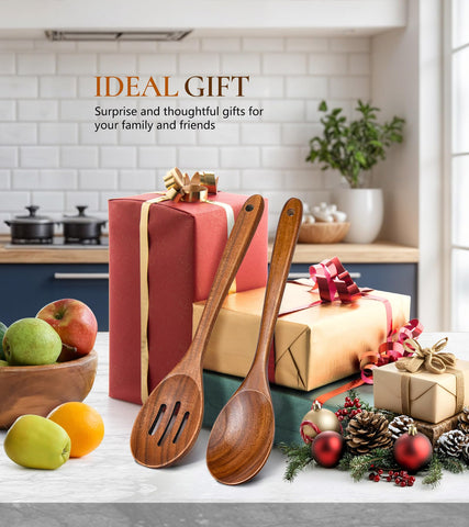 ICSTI teak spoons gift-ready packaging for cooking enthusiasts