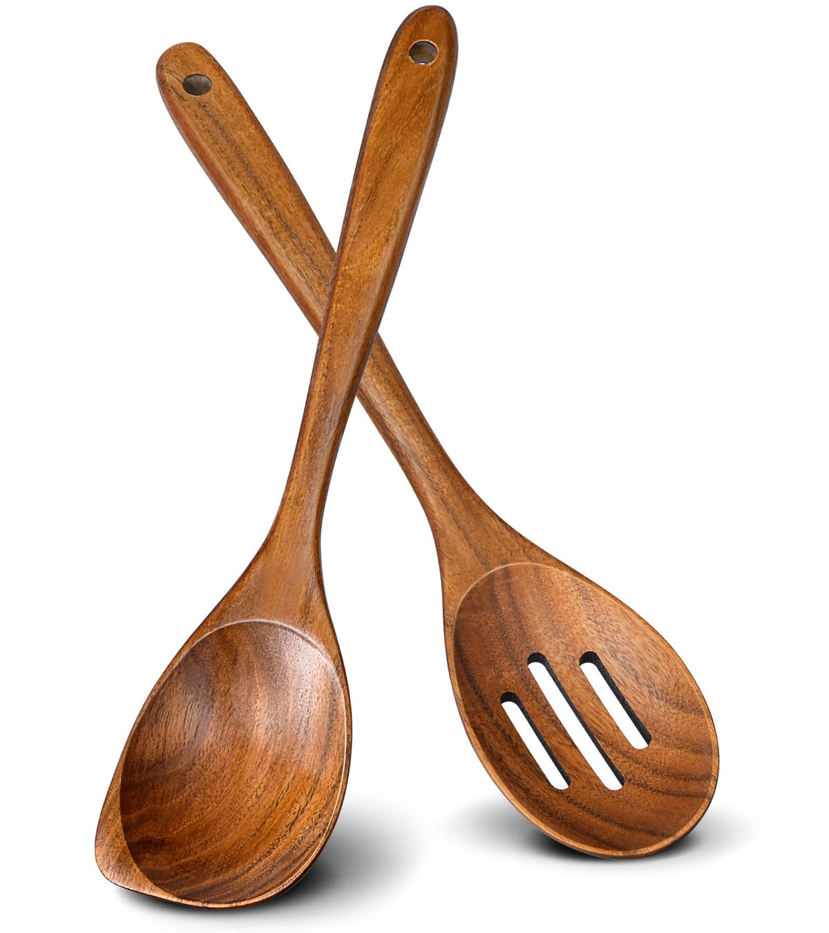 ICSTI teak corner spoon with ergonomic grip for comfortable stirring and serving