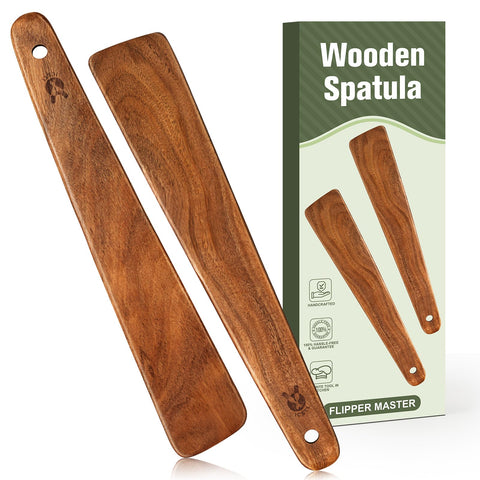 ICSTI teak spatula natural wood variations add character to kitchen.