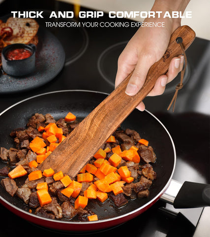 ICSTI teak spatula easy to dry and store on a wall or hook.