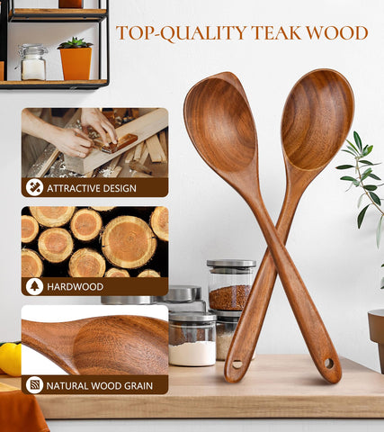 ICSTI teak corner spoon designed for right hand use