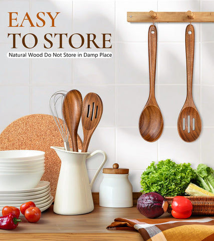 ICSTI wooden spoons hanging on a rack for organized storage