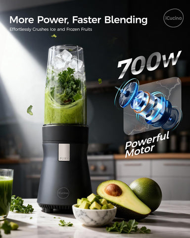ICUCINA blender 700W motor powers smooth textures and ice crush
