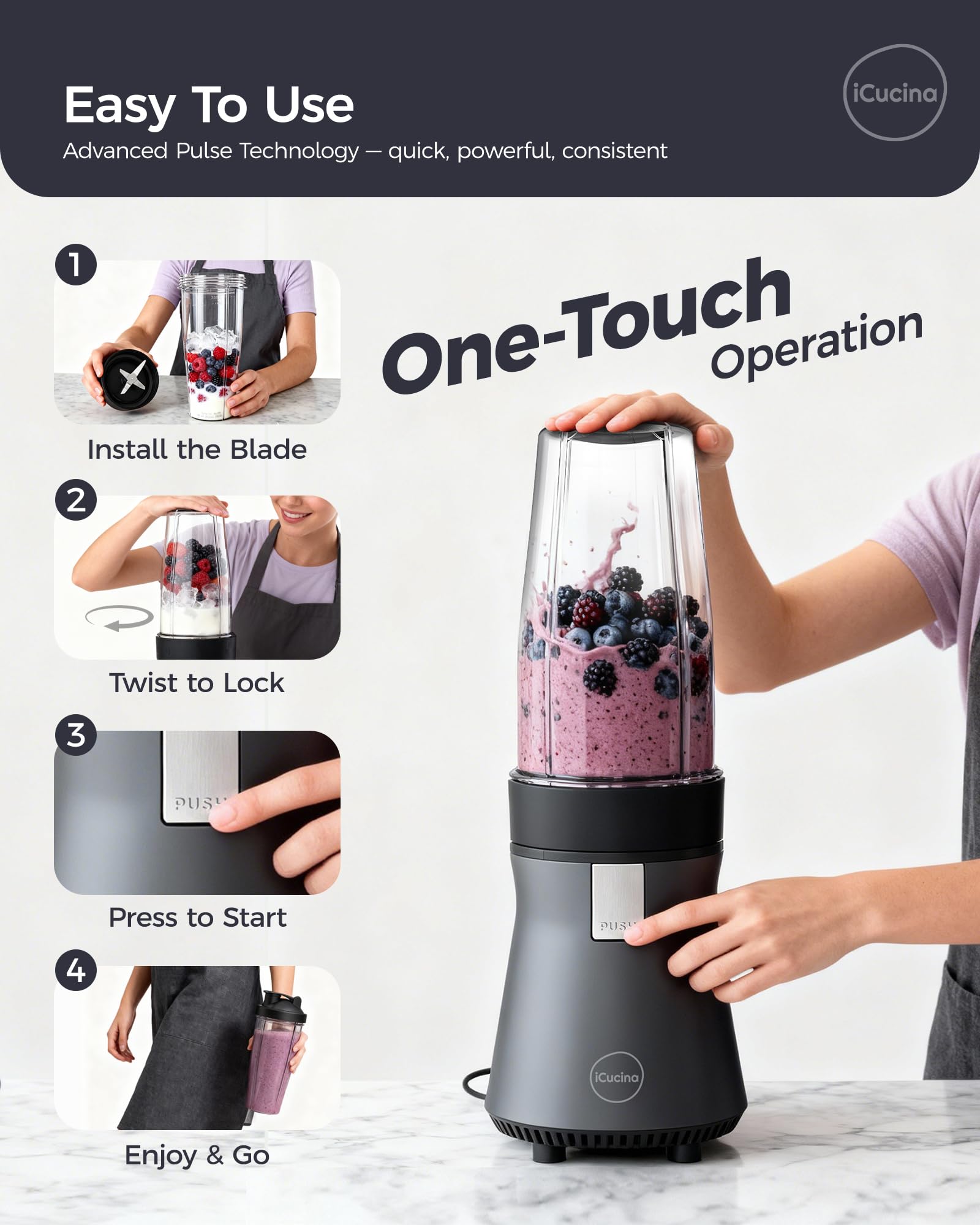 ICUCINA on-the-go lids securing drinks during travel