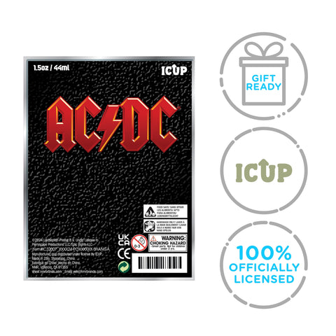 ICUP AC/DC shot glasses close-up showing iconic imagery, perfect for gifts or parties