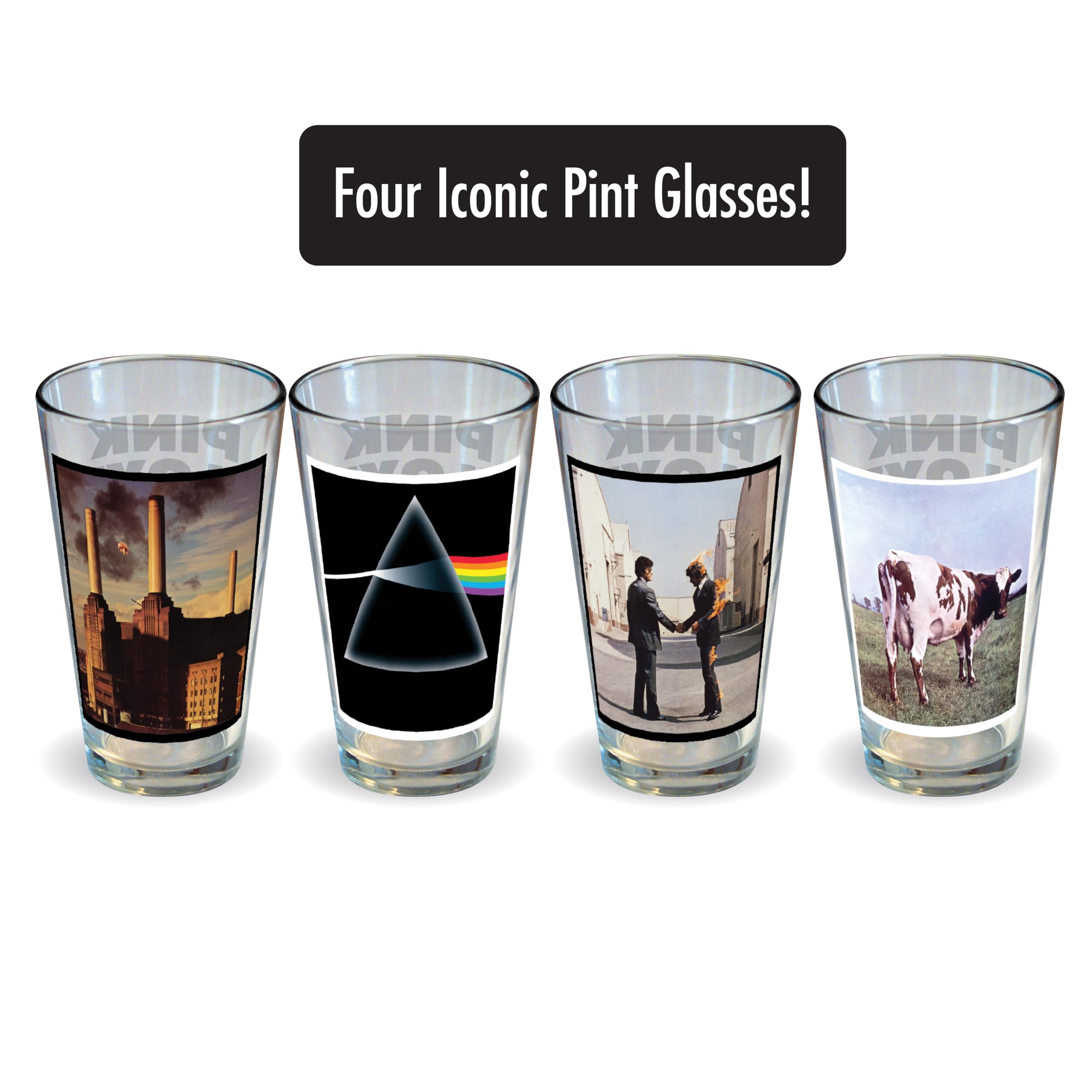 ICUP 16oz Pink Floyd glass with dark side of the moon artwork, ideal for daily use.