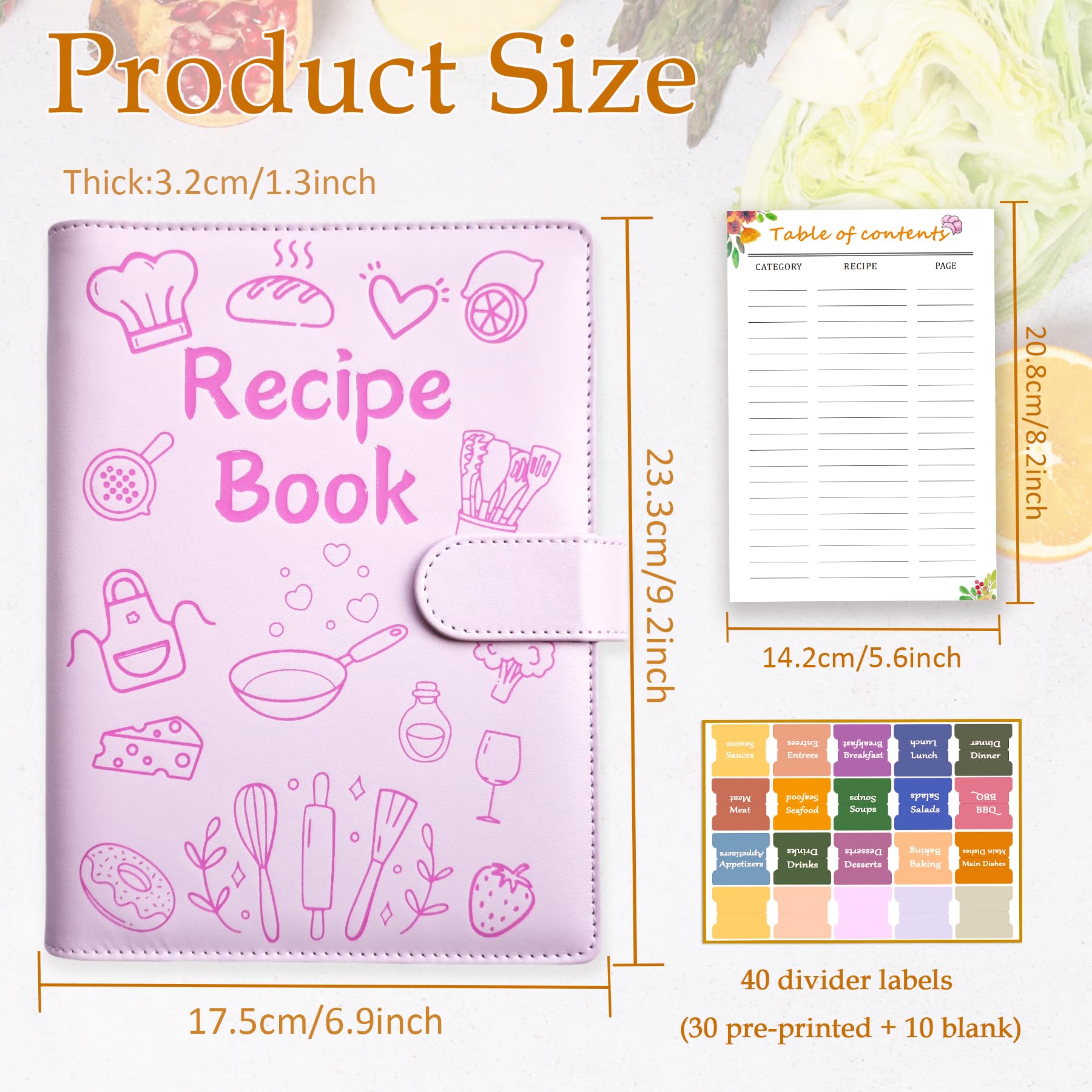 IdeaMarlle Recipe Book divider tabs help sort recipes at a glance.