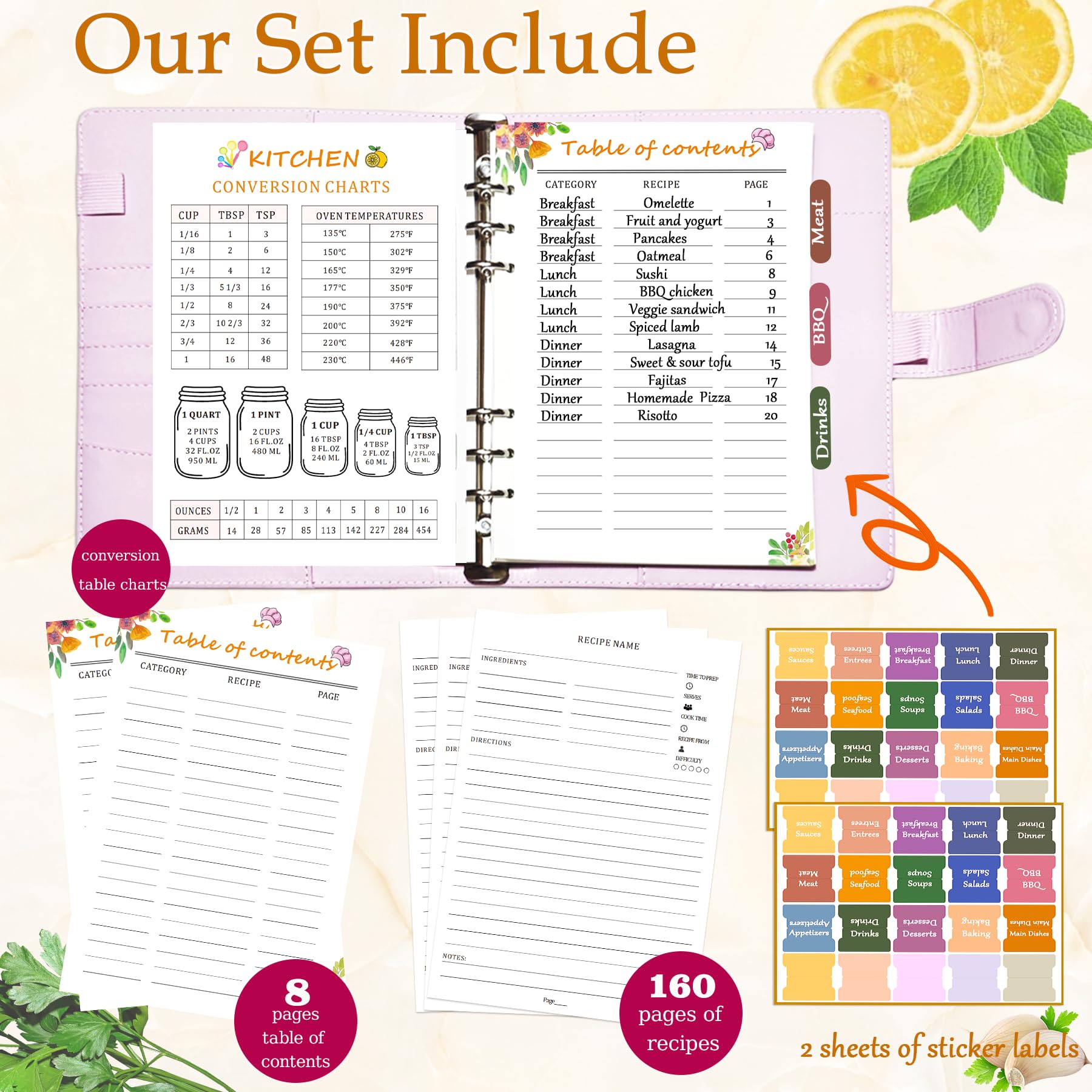 IdeaMarlle Recipe Book with metal binder demonstrates sturdy construction for lasting use.