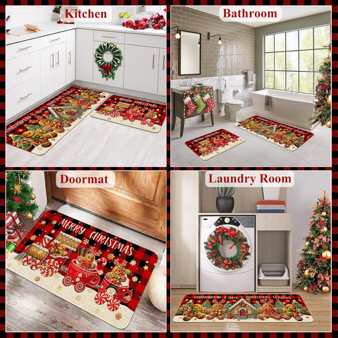 Ideasonna washable Christmas kitchen mat drying after washing