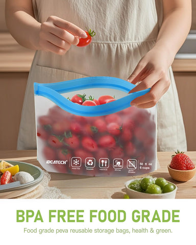 IDEATECH freezer-safe BPA-free bags preserve freshness and prevent freezer burn