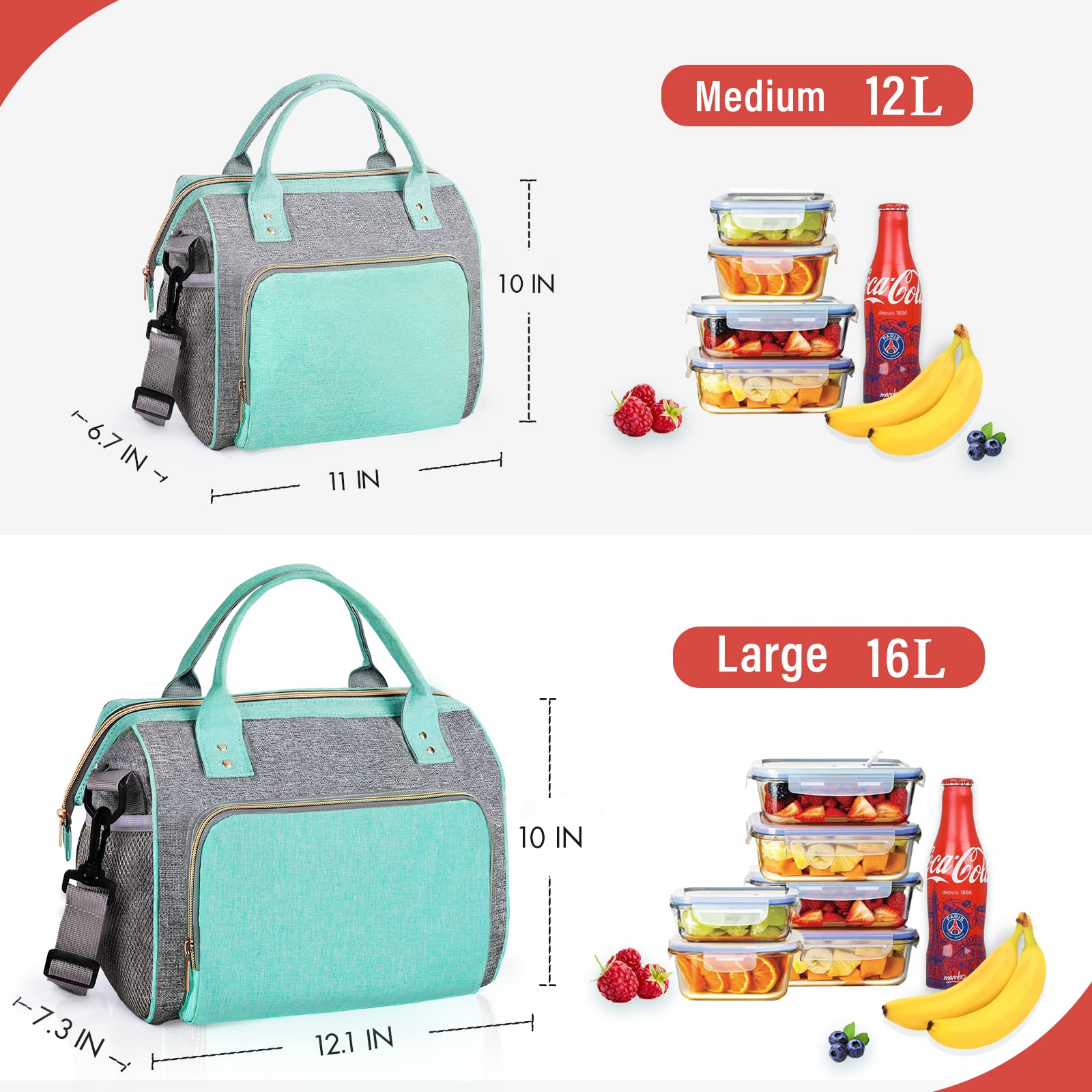 IDEATECH large lunch bag teal office or picnic use shown in lifestyle scene