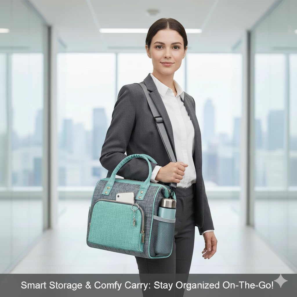 IDEATECH large lunch bag teal wide-opening view highlighting easy packing and retrieval