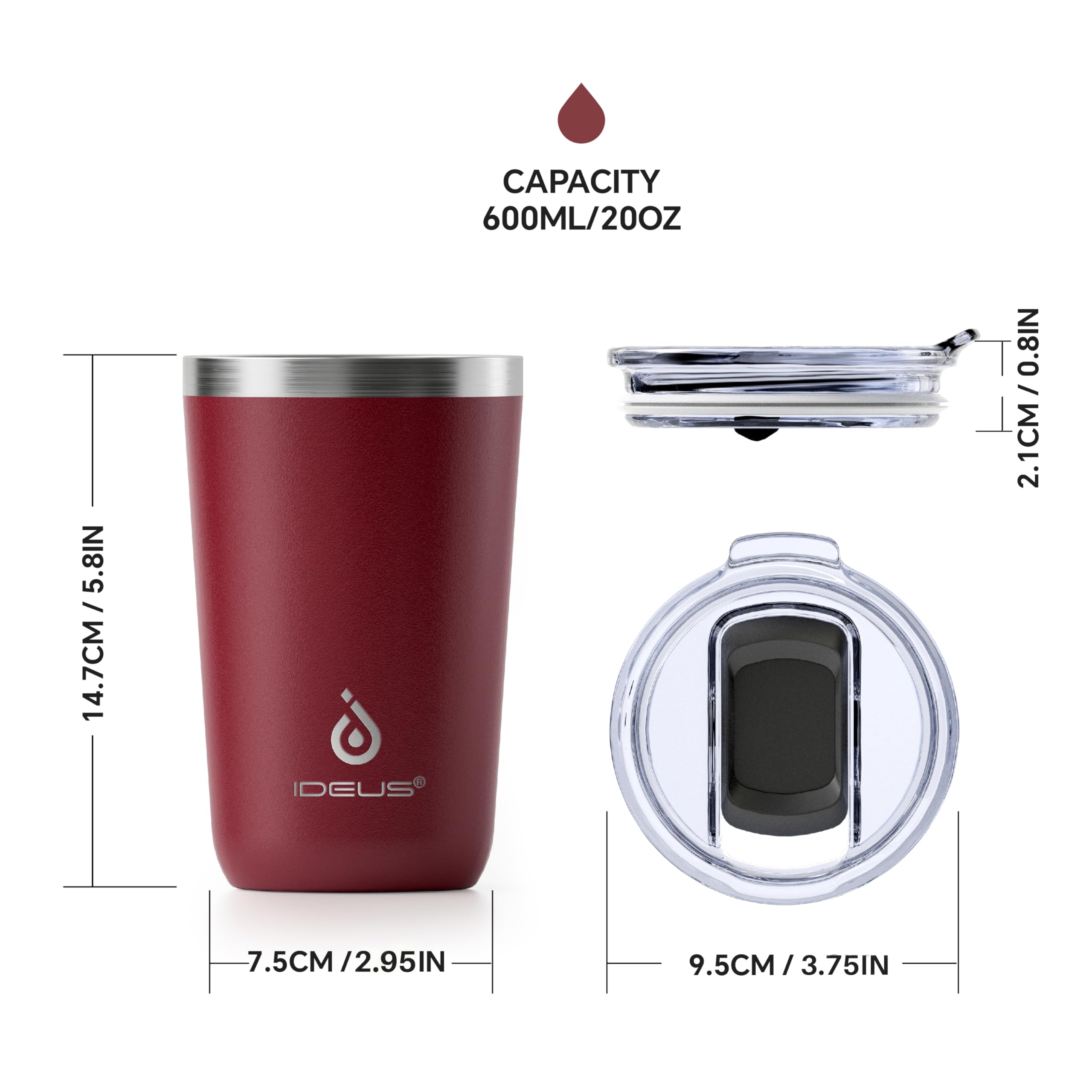 No sweat finish on Ideus tumbler to keep hands dry