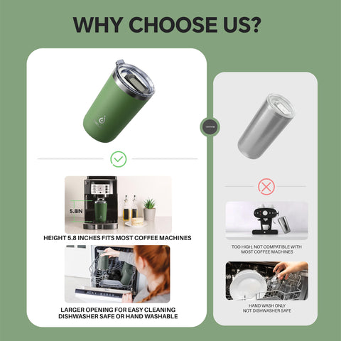 Ideus 20oz dishwasher-safe tumbler preserves flavor and simplifies cleaning.