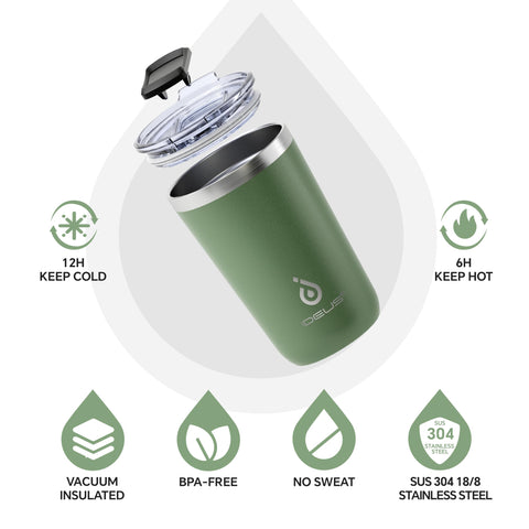 Ideus tumbler side profile highlights durable powder-coated finish for long-lasting color.