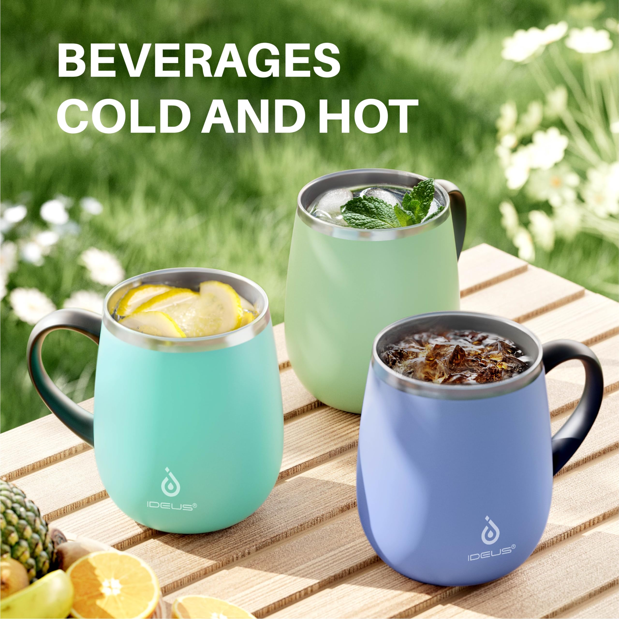 Ergonomic side handle provides a secure grip on Ideus mug