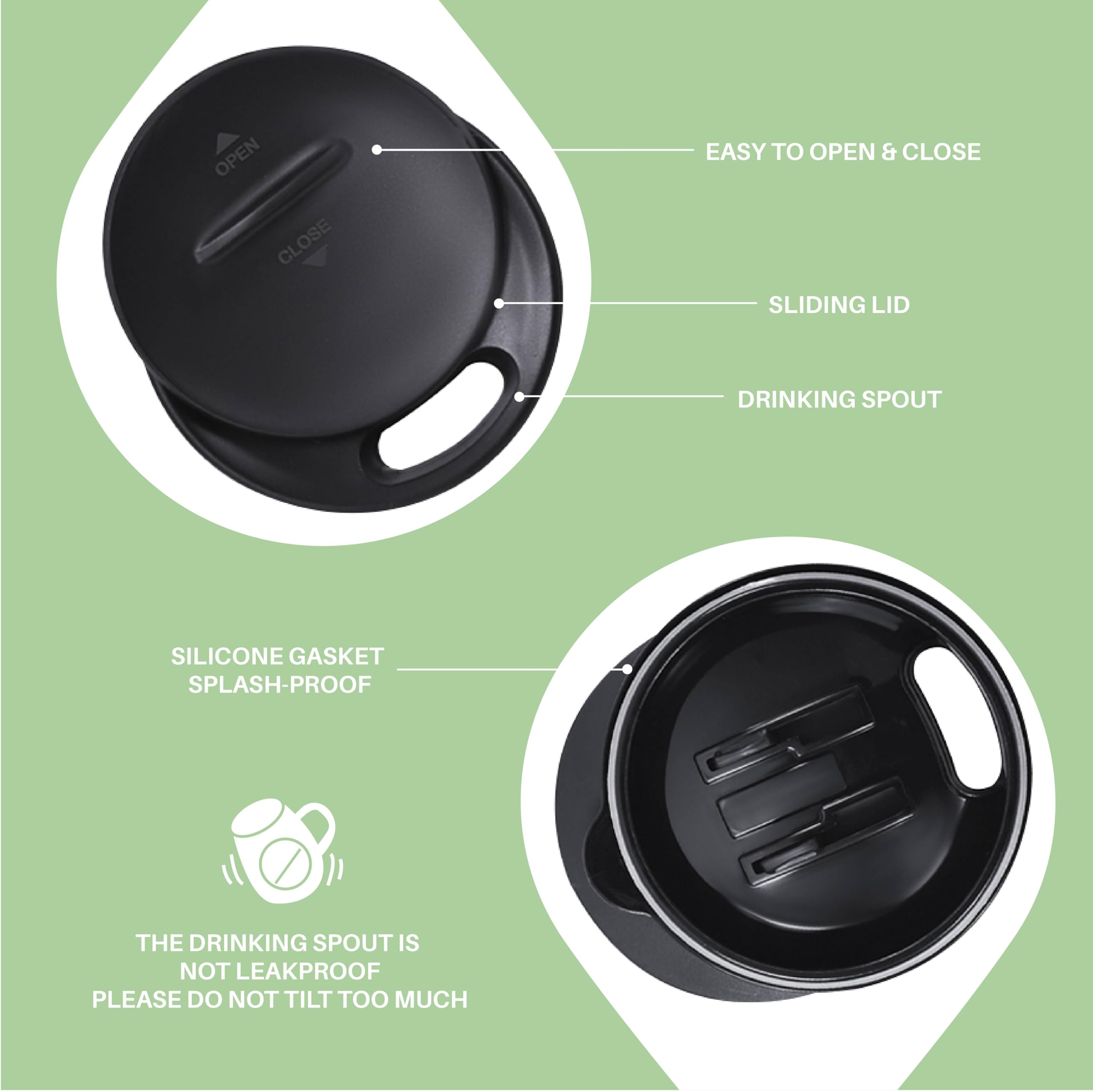 Press-in silicone lid of Ideus mug, BPA-free for safe use