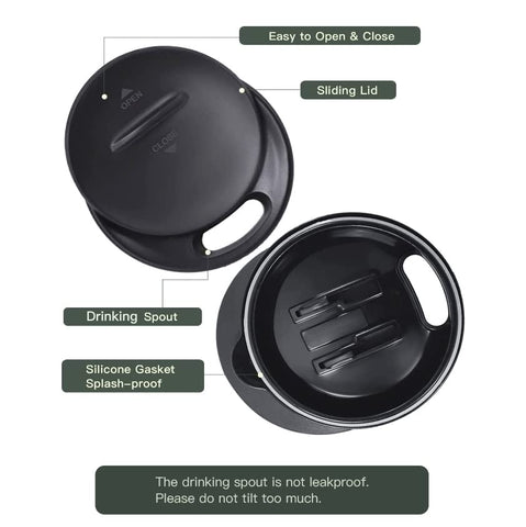 Ideus Snow Mountain White mug lid open to reveal wide mouth for infusion or cleaning.