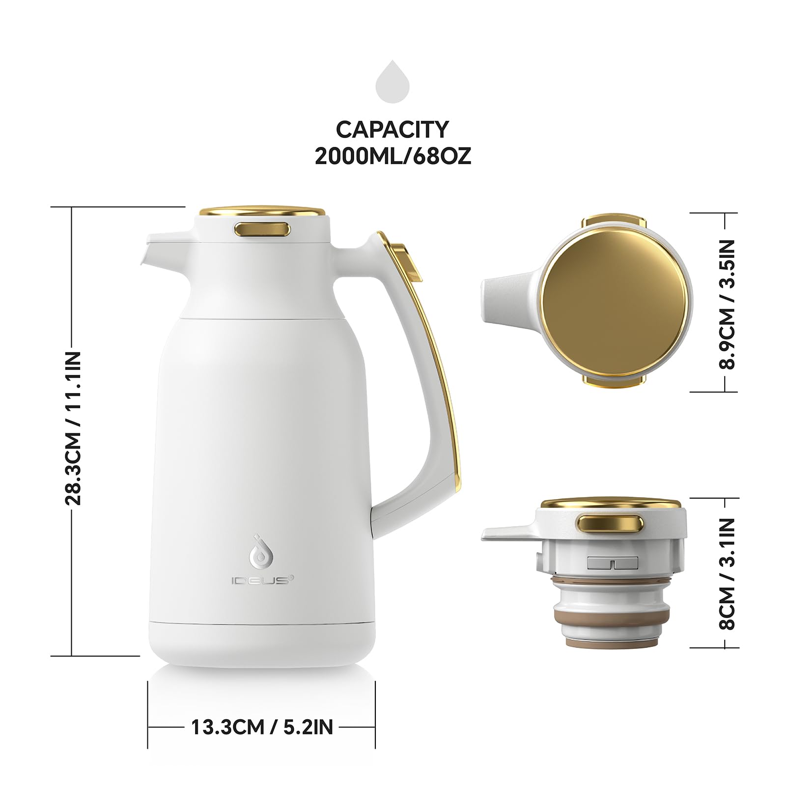 Ideus carafe wide mouth simplifies cleaning and refilling.