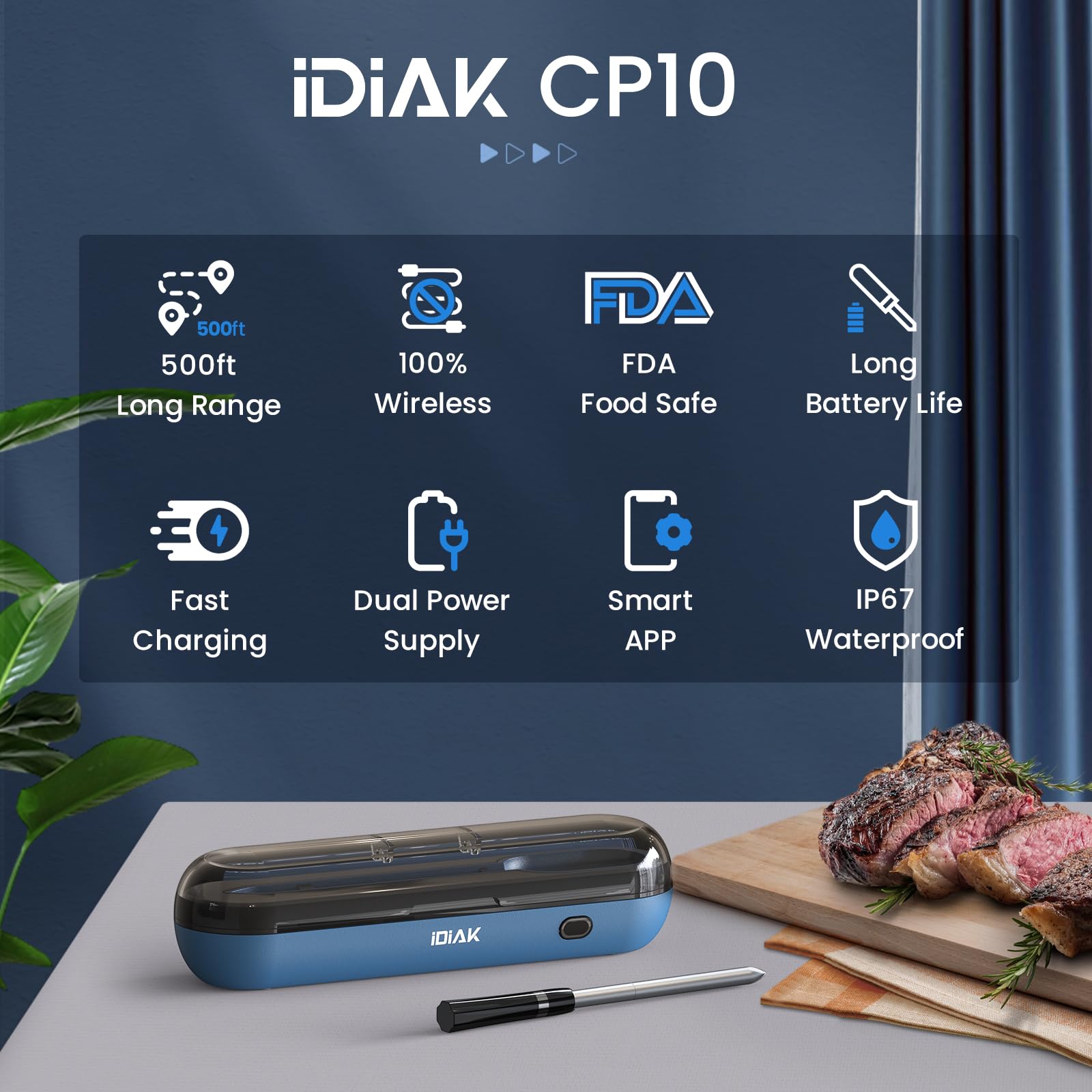 IDIAK four-clover design probe handle adds a stylish, gift-worthy touch to grilling.