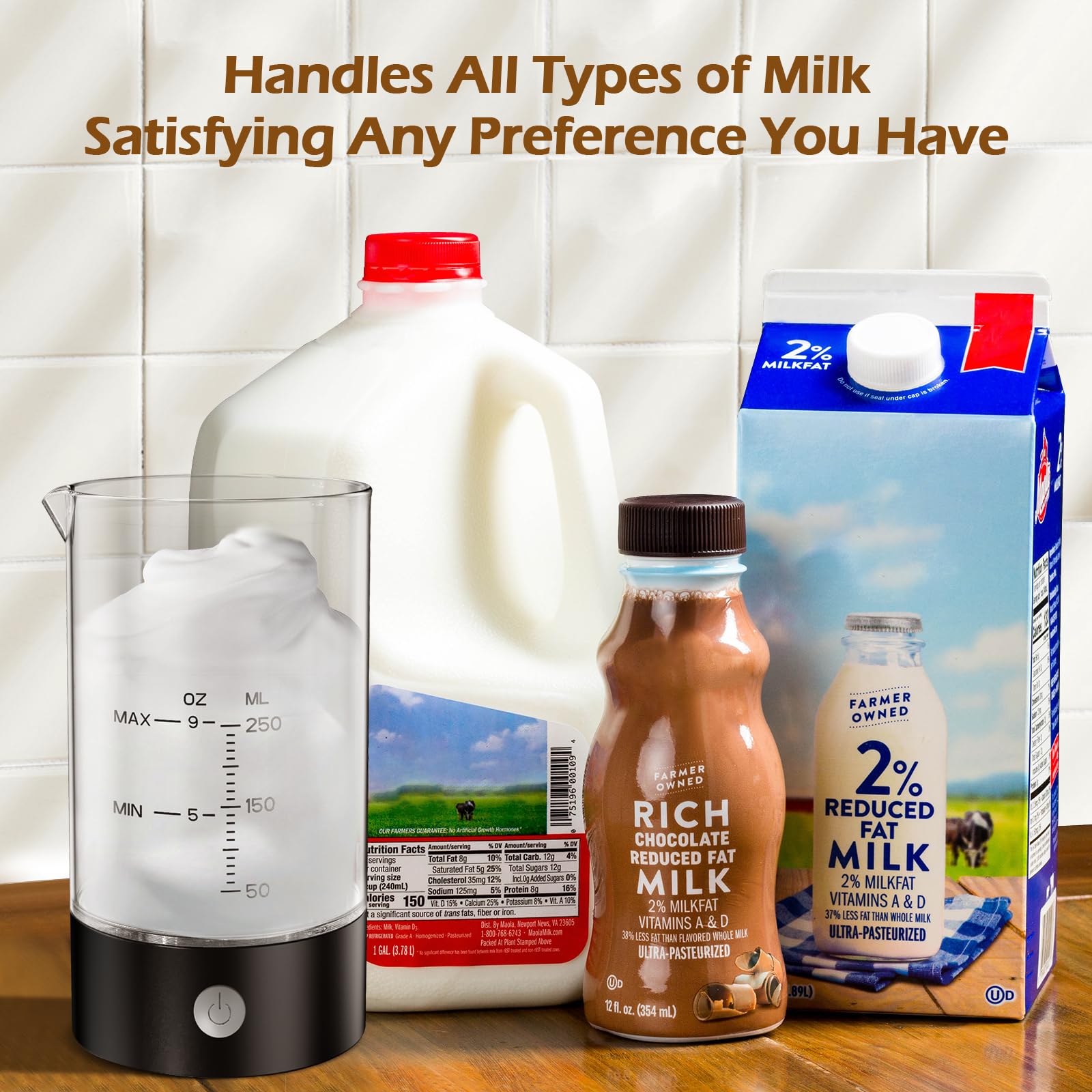IDOSF milk frother ideal for cold-milk drinks without heating.
