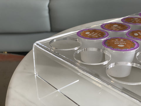 IEEK 2-pack organizer on kitchen counter shows glass-clear acrylic finish.