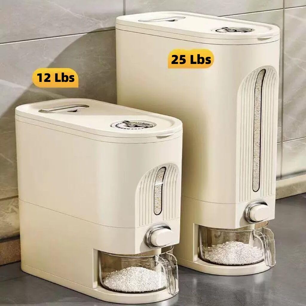 IEEK grain container with transparent scale window for real-time monitoring.