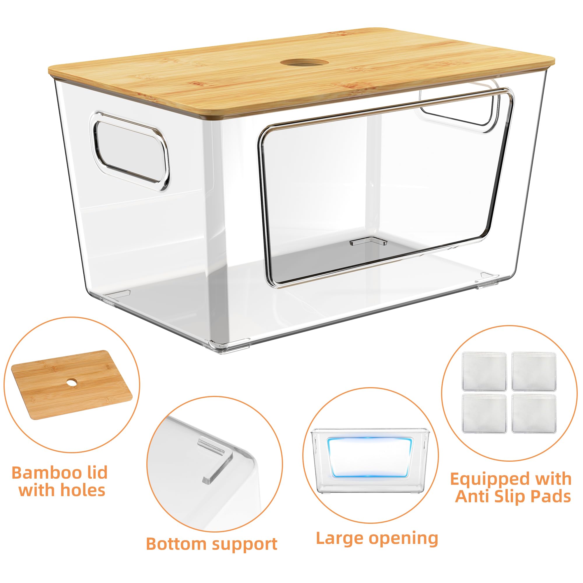 iEGrow bamboo lid trash dispenser shows natural, durable lid.