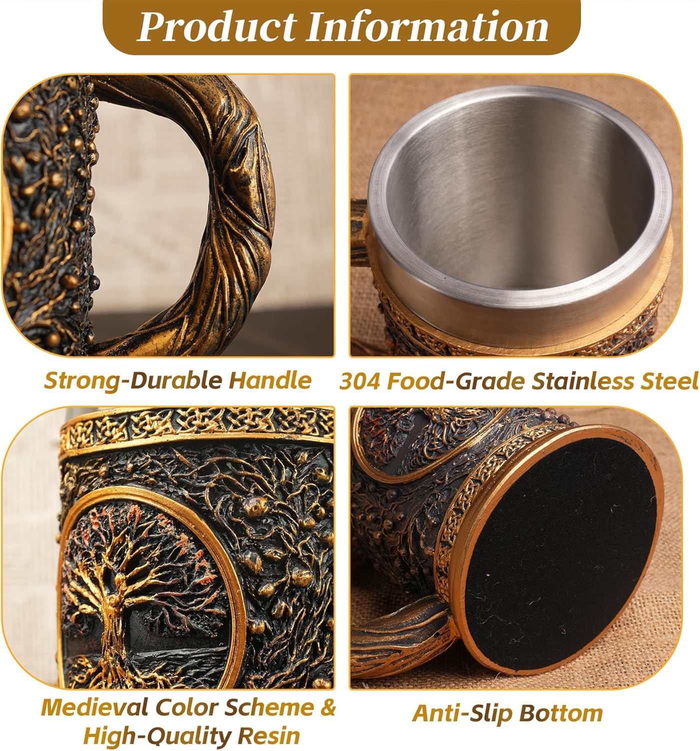 IELCJJ Close-up resin design shows craftsmanship and Norse-inspired artistry.