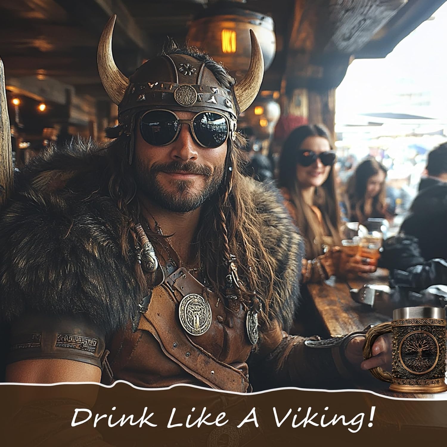 IELCJJ Mug displayed on mantle adds authentic Viking ambiance.