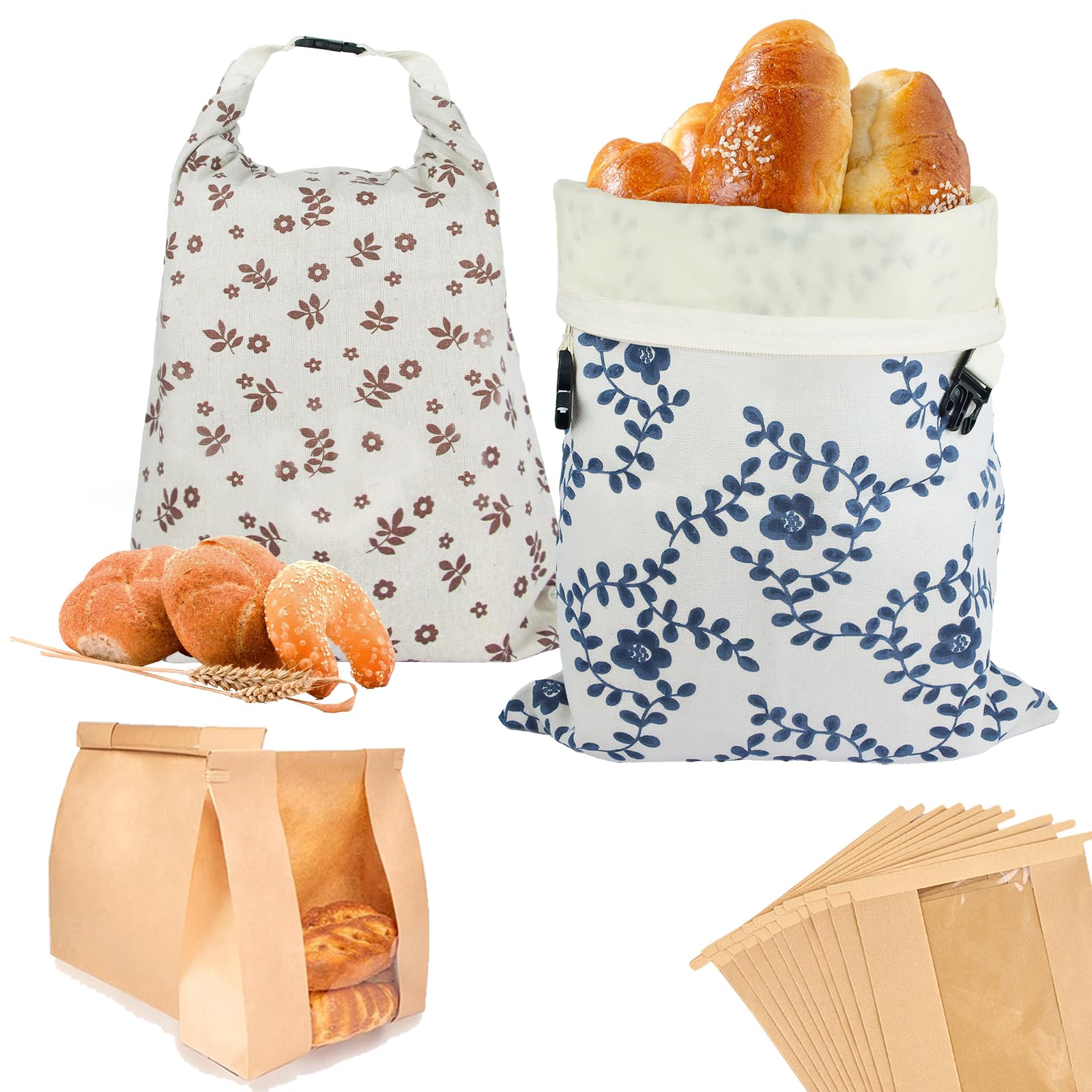 IELECMG reusable bread bags with zipper for airtight freshness.